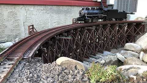 Valhalla Range Railway: The first run across the trestle.