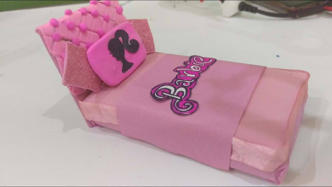 how to make barbie doll bed easy with cardboard| barbie doll craft ...