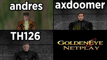 GoldenEye N64 60 FPS Netplay Multiplayer - andres1007 vs. axdoomer vs. TH126 (Start Armed Mod)