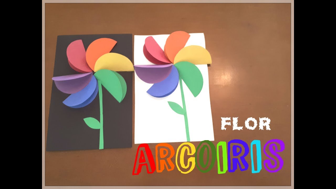 FLOR de papel ARCOÍRIS/FLOR 3D/ FLOR PRIMAVERA - YouTube