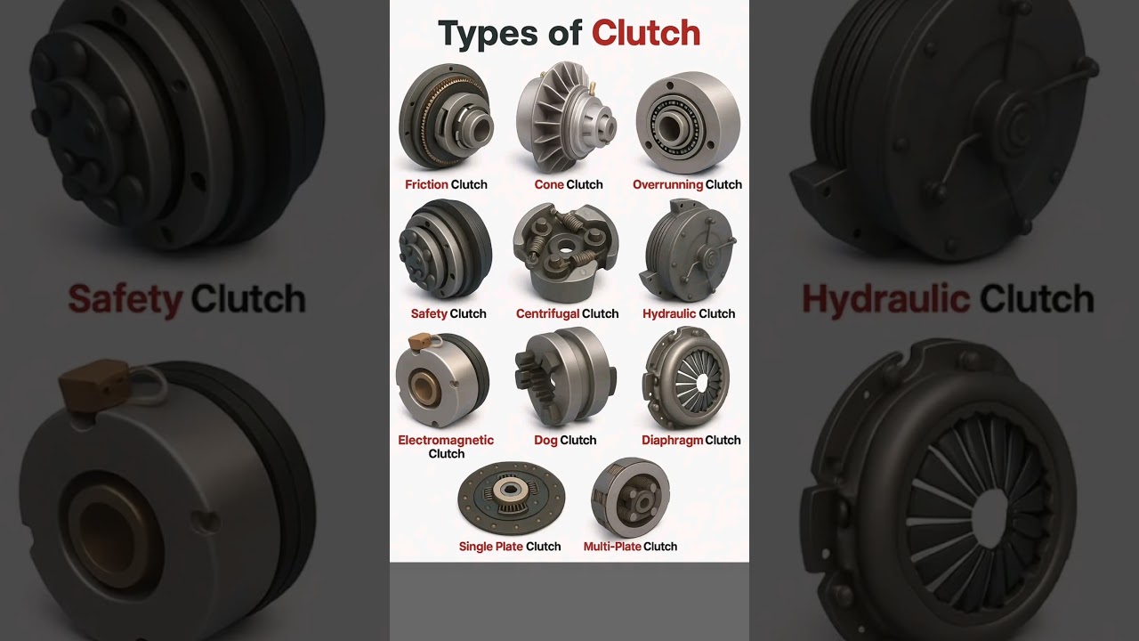 Types of Clutch Explained in 30 Seconds 🔧 | Mechanical Engineering Basics"