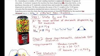 Ex: Hypothesis test for a mean, part 2: σ known, two-tailed