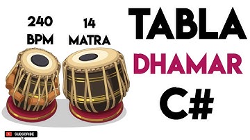 Dhamar Taal Tabla Loop C# Scale | 240 Bpm | 14 Matra|#muzzico