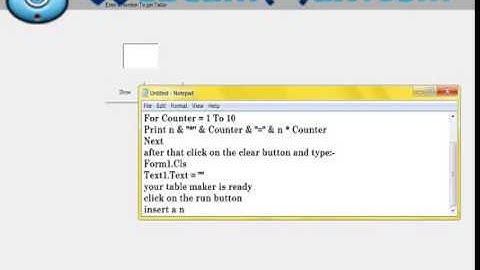Make table of any number in visual basic 6.0