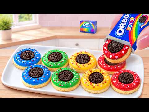 Tiny OREO Donut Cake🌈Sweet Miniature Rainbow OREO Cake Recipe🍪Mini Cakes