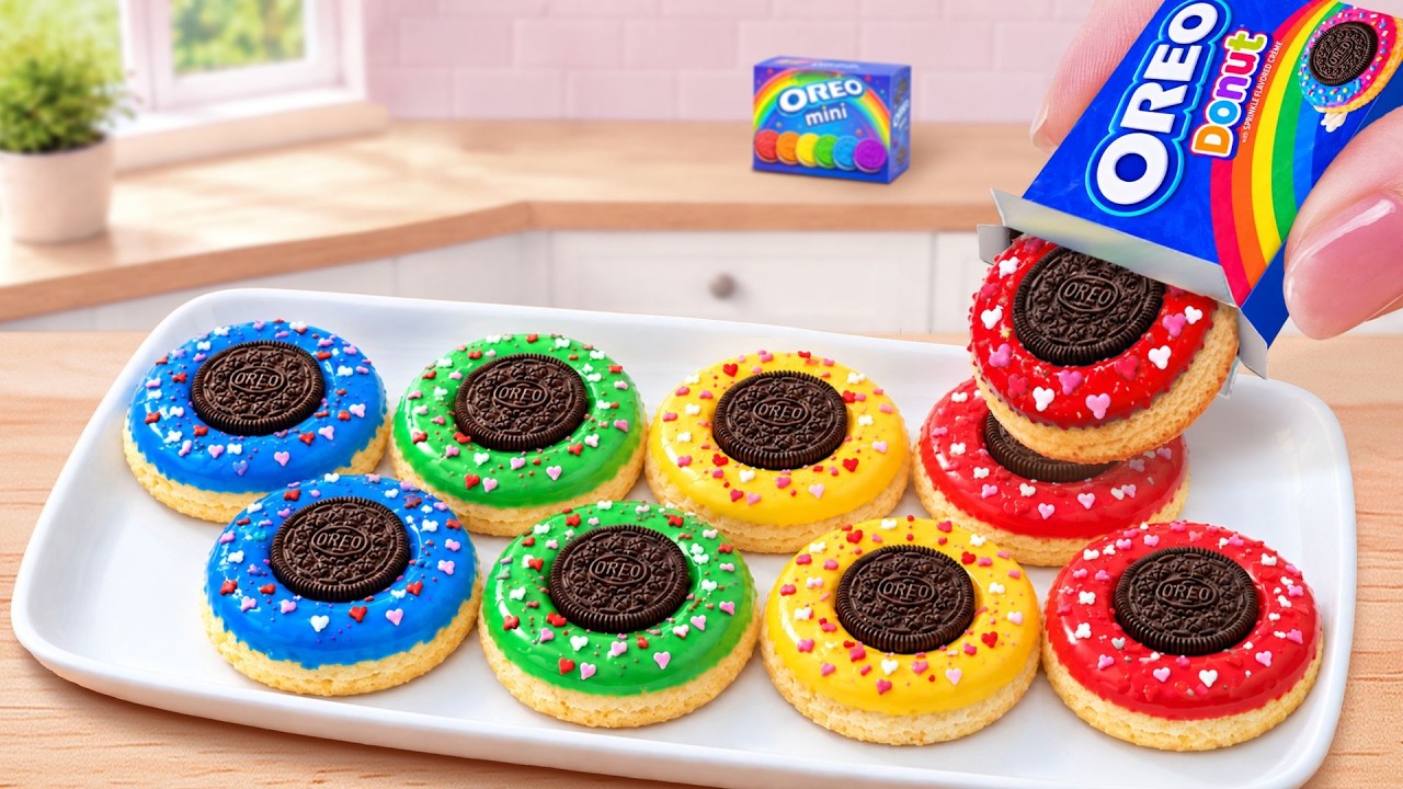 Tiny OREO Donut Cake🌈Sweet Miniature Rainbow OREO Cake Recipe🍪Mini Cakes