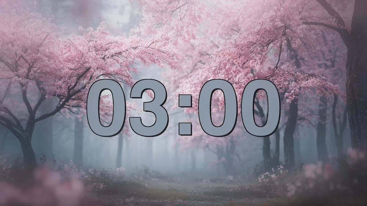 Cherry Blossom Rain Countdown ⏳ 3 Minutes of Calm Ambience for Work, Meditation & Sleep