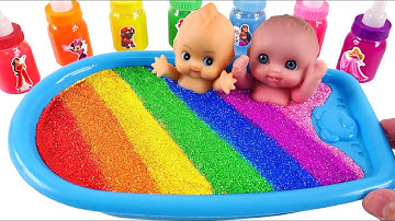 Satisfying Video l How to Make Rainbow Bathtub  with Mixing Slime from Glitter Cutting ASMR #46