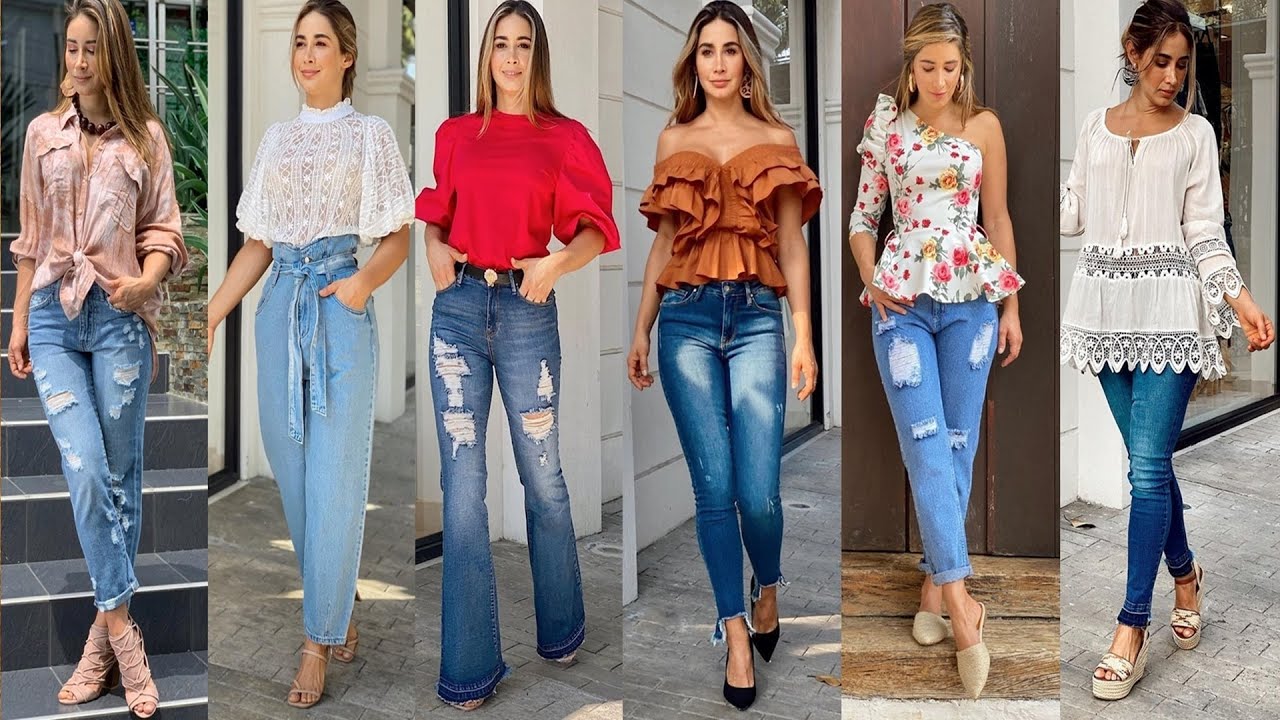 PANTALONES JEANS DE MODA MUJERES HERMOSOS OUTFITS CON PANTALONES DE MODA MUJER ELEGANTE 💖 - YouTube