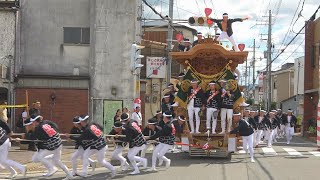 2025.09.21 堺市 小阪 だんじり 試験曳き やりまわし(最初のビアン4発