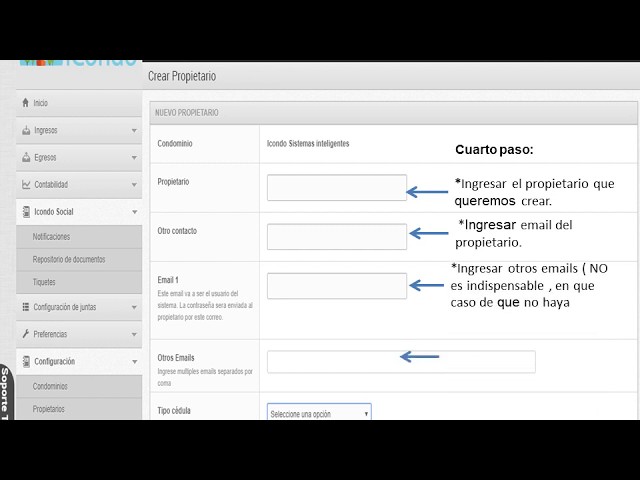 Como crear un propietario - iCondo Administración de Condominios