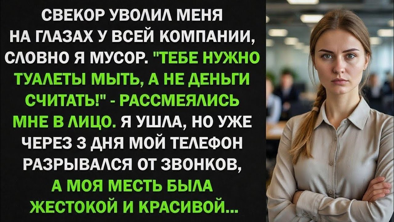 Свекор уволил меня на глазах у всей компании, словно я мусор. Я ушла, но уже через 3 дня...