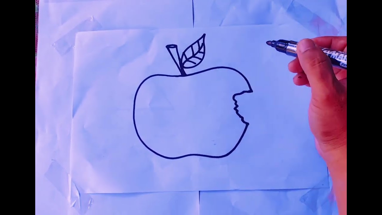 Learn how to draw apple and worm | step by  step on how to draw apple and worm