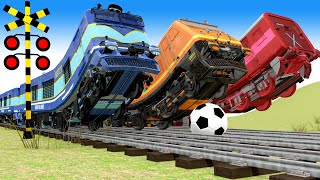 【踏切アニメ】あぶない電車 TRAIN Vs Nick and Tani Play Squid Game Football 🚦 Railroad Crossing Animation #1