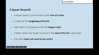 OCR GCSE Revision - Component 02: Searching Algorithms (Linear and Binary Search)