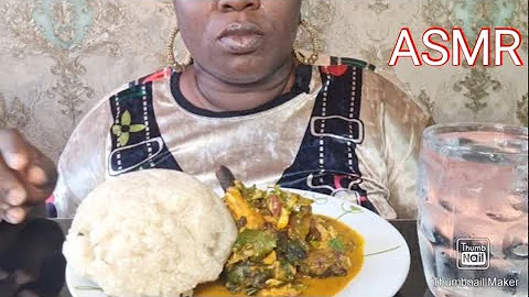 ASMR MUKBANG OHA SOUP KPOMO TOWEL AND ASSORTED FISH WITH FUFU GARRI #AFRICANFOOD #MUKBANG #fufu