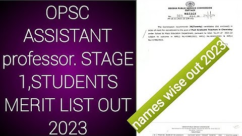 OPSC Assistant professor STAGE 1 HISTORY 30 STUDENTS LIST RELEASED 2023