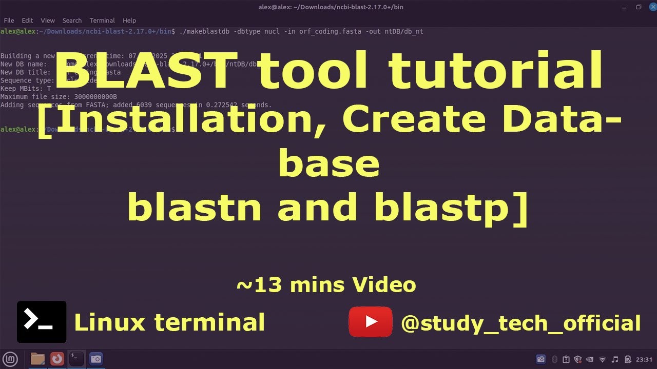 NCBI BLAST tool Tutorial | Install | Build Database | blastn Blastp 