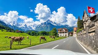 Summer trip through beautiful Switzerland — quiet villages, green valleys, mountains and hills