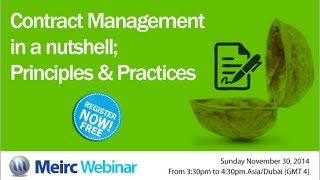 Contract Management in a nutshell; principles and practices