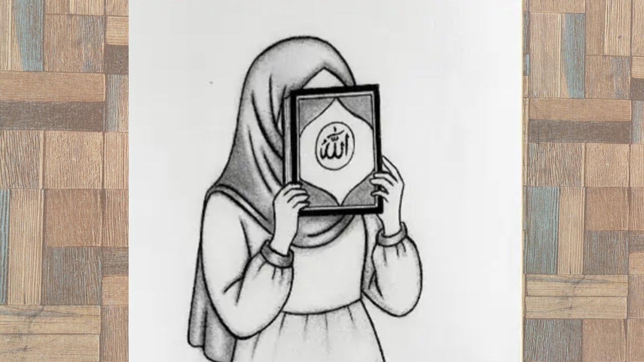 How to draw a beautiful Hijabi girl holding Qur'an - pencil sketch / Drawing Tutorial easy /Art Easy