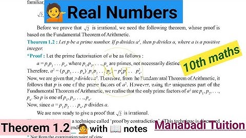 10th class maths |Chapter 1|💁Real numbers| 🙋Theorem 1.2|with notes| CBSE| NCERT|