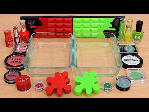 Red vs Green - Mixing Makeup Eyeshadow Into Slime ASMR 432 Satisfying Slime Video