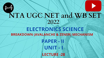 Lecture-109 Breakdown (Zener & Avalanche) Mechanism. Electronics Science. Paper-II. UNIT- I.