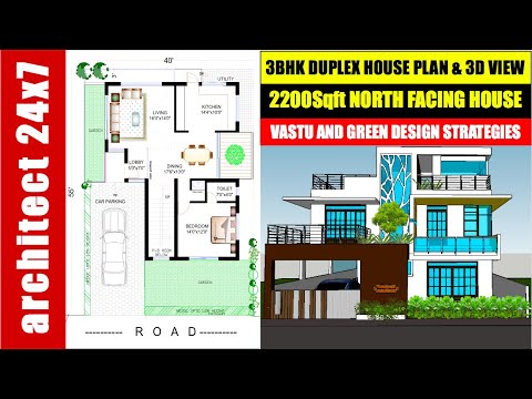 3BHK DUPLEX HOUSE PLAN & 3D VIEW II 2200Sqft NORTH FACING HOUSE - VASTU ...
