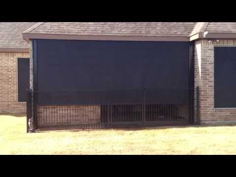 Southern Patio Enclosures remote controlled High Wind Sun Shade drop curtain patio enclosure