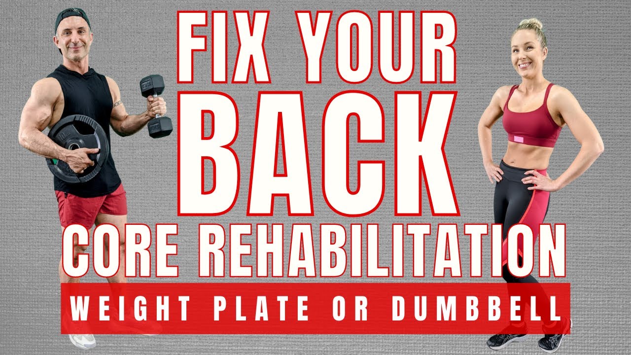 WEAK CORE & BACK PAIN? Rehabilitation & Strength Workout with Dumbbell