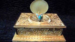 Antique Flajoulot singing bird box, music box automaton