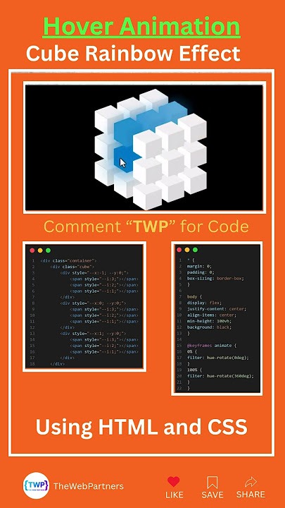 Create a Professional Animated Hover 3D Cube Rainbow Effect | HTML and CSS #html #css
