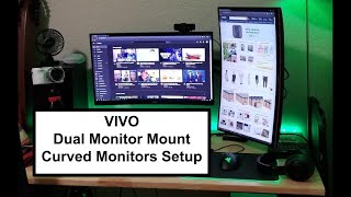 Vivo Dual Monitor Mount Setup on Curved Montitors