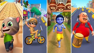 Little Singham Cycle Race vs Little Krishna vs Motu Patlu vs Talking Tom Time Rush - Gameplay screenshot 3