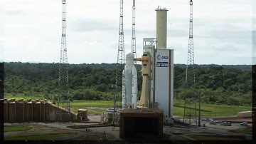 Two Ariane 5 launchers on the move at Kourou Spaceport