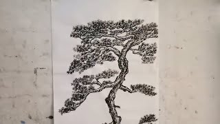 How to Paint Pine tree using Chinese Ink