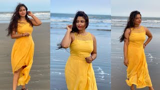Web Series Actress Sneha Paul's Beach Photography Latest Photoshoot In Yellow Dress | Beauty Hub