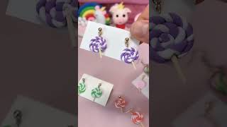 Miniature Realistic Polymer Clay Art Rainbow Lollipop Earring #miniature#polymer clay#diy#creative screenshot 4