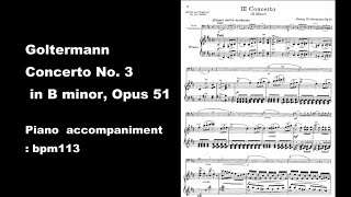 Goltermann Concerto No. 3 in B minor, Opus 51 piano accompaniment bpm 113