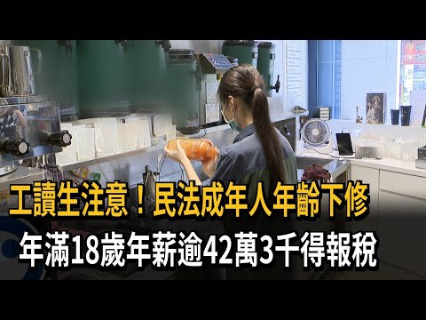 工讀生注意！民法成年人年齡下修 年滿18歲年薪逾42萬3千得報稅－民視新聞