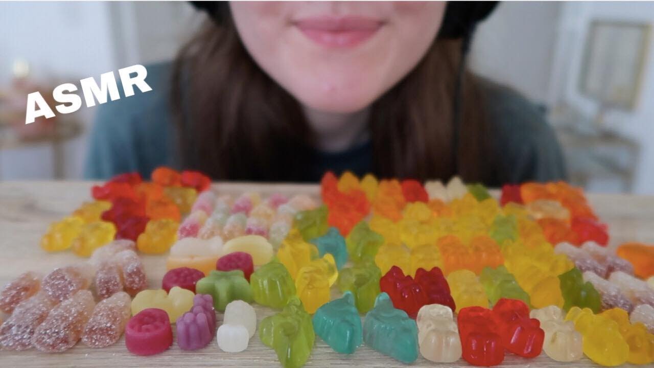 Asmr candy gummy bears and dinosaurus party Simone ASMR YouTube