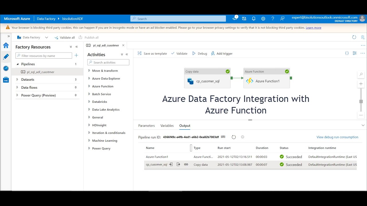 Demo: Azure Data Factory Integration with Azure Function - YouTube