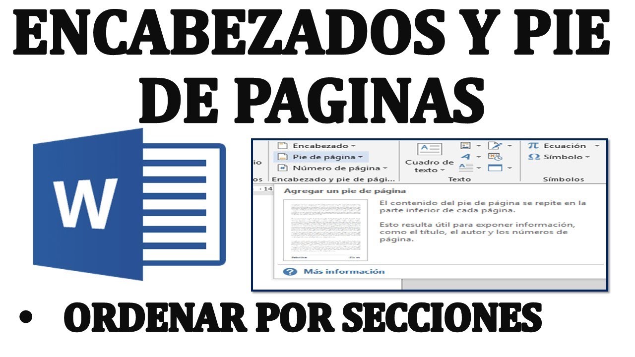 Como poner ENCABEZADOS PIE de páginas y NUMEROS de paginas con CARATULA distinta en Word YouTube