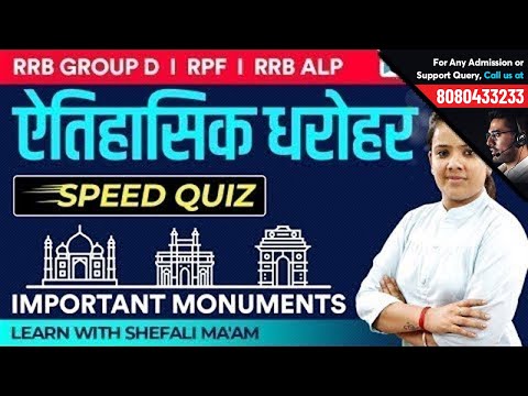 Important Monuments Live Quiz | Sports GK for RRB ALP, Group D & RPF by Shefali M'am