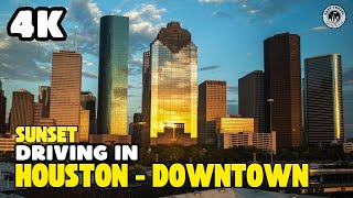 Houston 4K | Driving Downtown | Skyscraper Sunset
