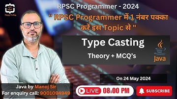 5. Type Casting in Java | Narrowing in Java | Widening in Java | RPSC Programmer Java by Manoj Sir