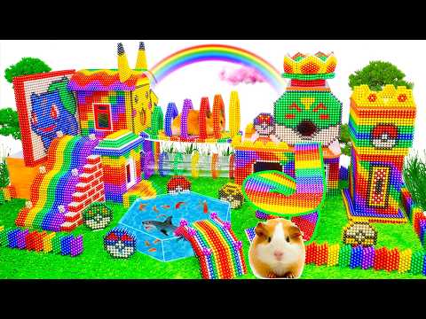 DIY- How to Build Mini Rainbow Water Slide To Circus Playground And Swimming Pool From Magnetic Ball