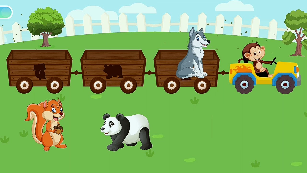 Animal Train Game 🐵🐦🐑 | Funny Cartoon Animals for Kids 🐭