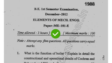 Mdu BE 1st Sem Element of Mechanical Engineering Question Paper 2012 #MduQuestionPaper.in